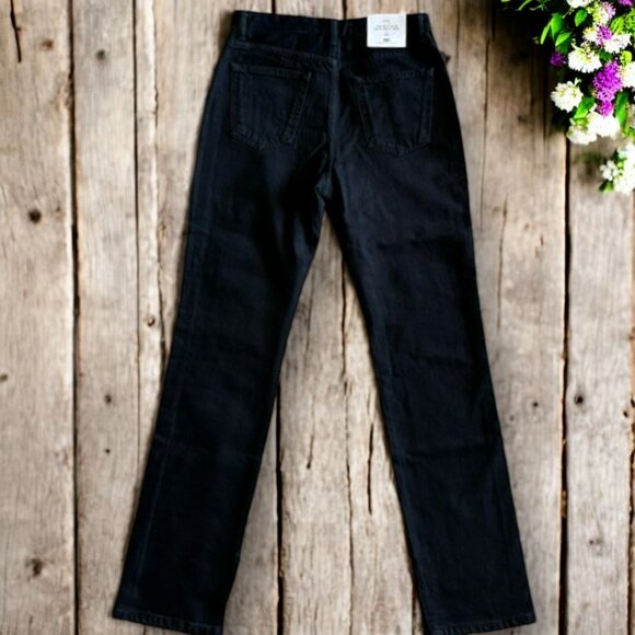 ZARA The 90's SLIM WITH SPLIT HEM BLACK JEANS SIZE 6 - Picture 2 of 12